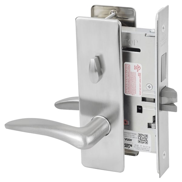 Privacy, Bedroom or Bathroom Mortise Lock, DS Lever, M Escutcheon, Satin Chrome